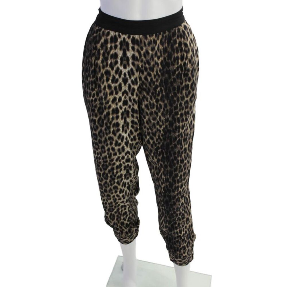 Topshop Womens Animal Print High Rise Harem Pants Brown Black Size 8